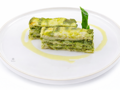 Lasagnette con patate e fagiolini al pesto di basilico